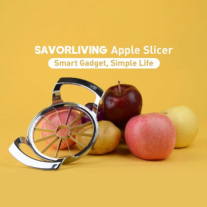 4.72 inches Apple Slicer,12-Blade Extra Large Apple Corer, Heavy Duty Stainless Steel Apple Cutter and Divider with Updated Safe Blade System