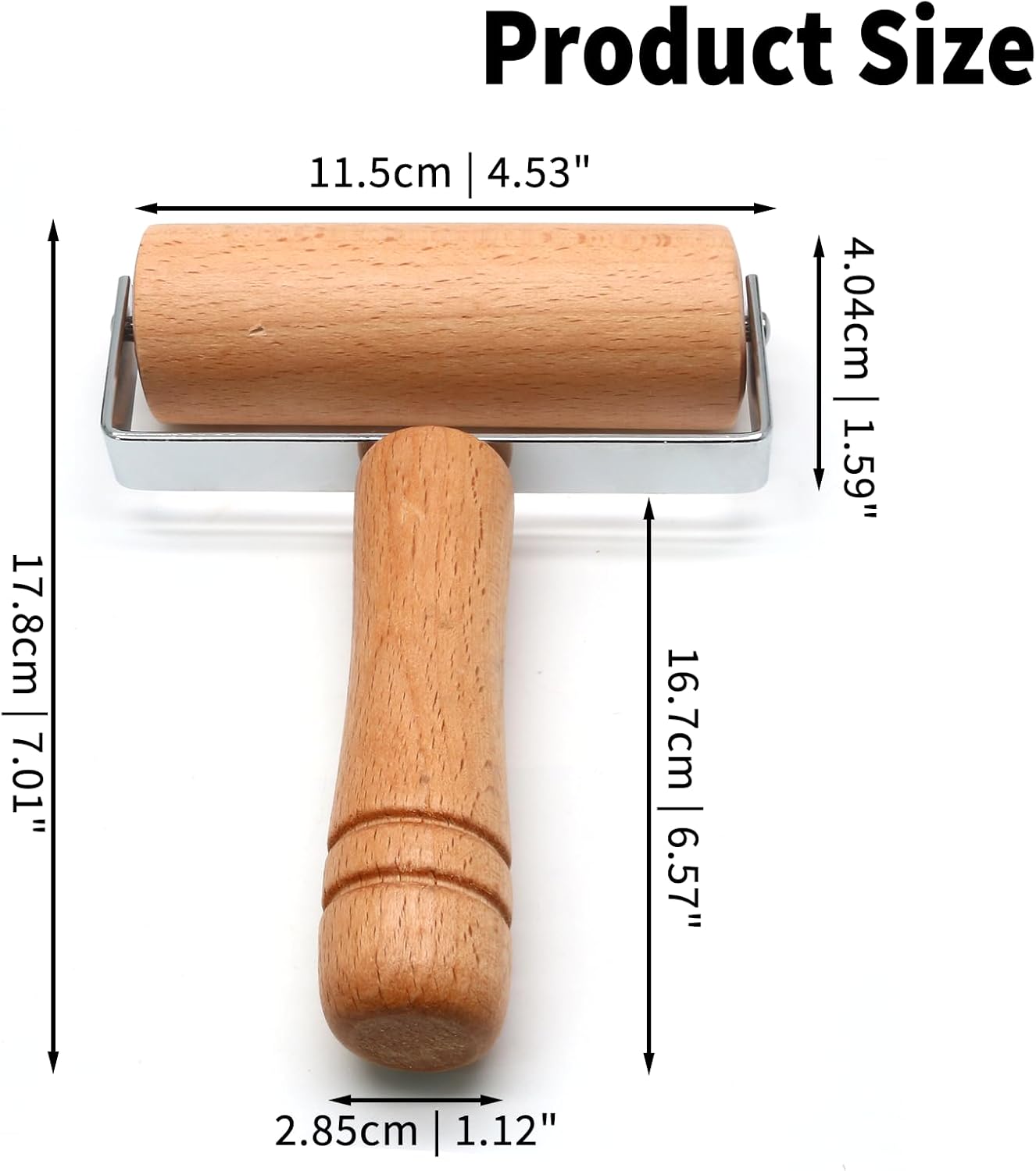 Wooden Rolling Pin, Ergonomic Non-Stick Pizza Baker Dough Pastry Roller for Kitchen Home Cooking Baking (T Square Type)