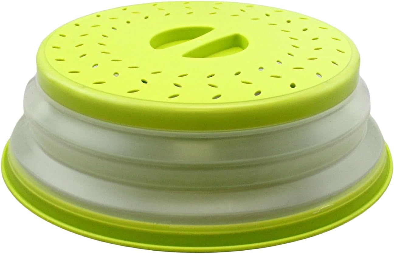 Dependable Industries' 2-in-1 Collapsible Microwave Splatter Guard Cover & Vegetable Washing Colander: The Ultimate Space-Saving Kitchen Essential (Gray)