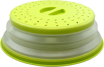 Dependable Industries' 2-in-1 Collapsible Microwave Splatter Guard Cover & Vegetable Washing Colander: The Ultimate Space-Saving Kitchen Essential (Gray)