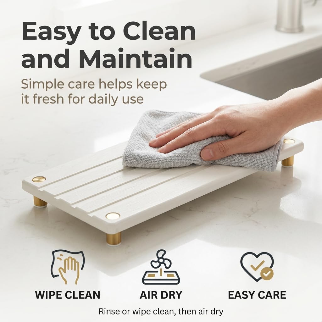 Sink Caddy Kitchen Sink Organizer, Water Absorbing Stone Tray for Sink,Diatomite Bathroom Counter Tray,Faucet Drying Mat Protector Coaster Soap Dish Rack Riser Vanity Dispenser Sponge Holder,10" x 4"