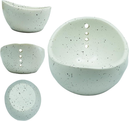 Earthenware Herb Stripping Bowl 2Pack, Pottery Herb Stripper Bowl Handmade, New Earthenware Kitchen Tools Supplies, Multiple Size Holes for Stripping Herbs, Rosemary, Thyme(3.94"x3.35"x2.28")
