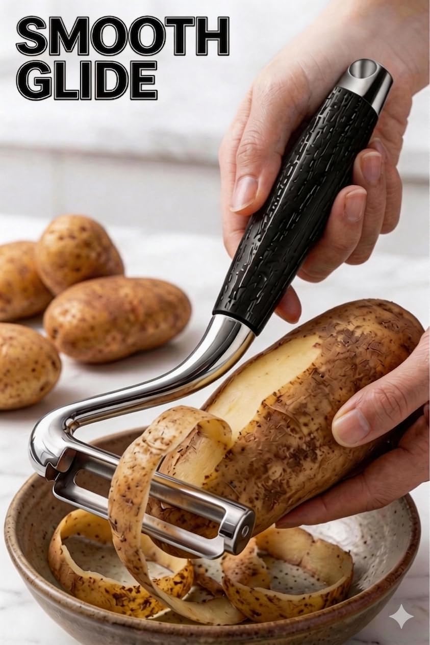 Vegetable Peeler,Nemesis of Bumpy Rough Root,Potato Peeler,Kitchen Sharp Stainless Steel Blade Veggie Gadgets for Fruit Apple Carrot Pumpkin Pineapple SugarCane Squash Papaya,(Right-Hand Only)