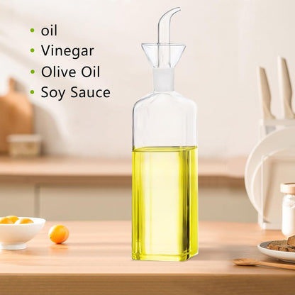 Olive Oil Pourer Olive Oil Vinegar Cooking Wine cotainer Salad Dressing Glass, Oil Bottle Vinaigrette Dispenser Drizzle Cruet 17oz Glass Oil Bottle for Kitchen