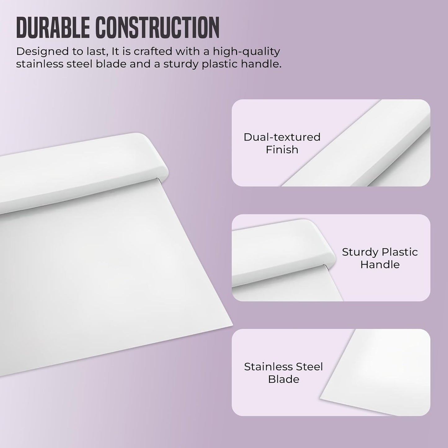 OCS Parts 6-Inch Stainless Steel Dough Cutter and Bench Scraper | White Handle | Cutter for Pizza Dough, Bread, and Pastry Dough | Multipurpose Kitchen Utensil