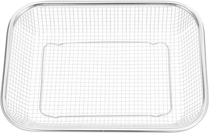 Stainless Steel Drain Basket Large Rectangular Colander 12.99X9.44X2.75In Multi-Purpose Kitchen Strainer for Fruits Vegetables Washing and Storage