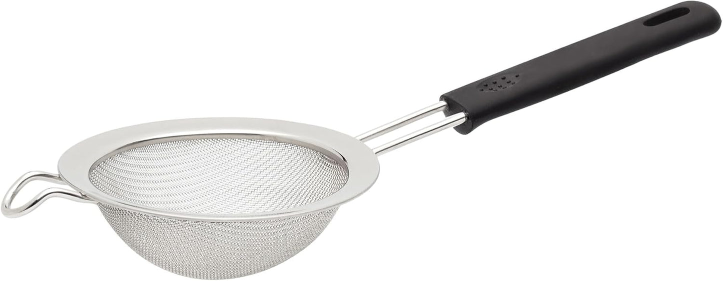 HIC Kitchen Fine Mesh Strainer With Helper Handle, 18/8 Stainless Steel, 6-Inch, For Sifting, Draining, And Straining Pasta, Vegetables, Stocks, And Sauces