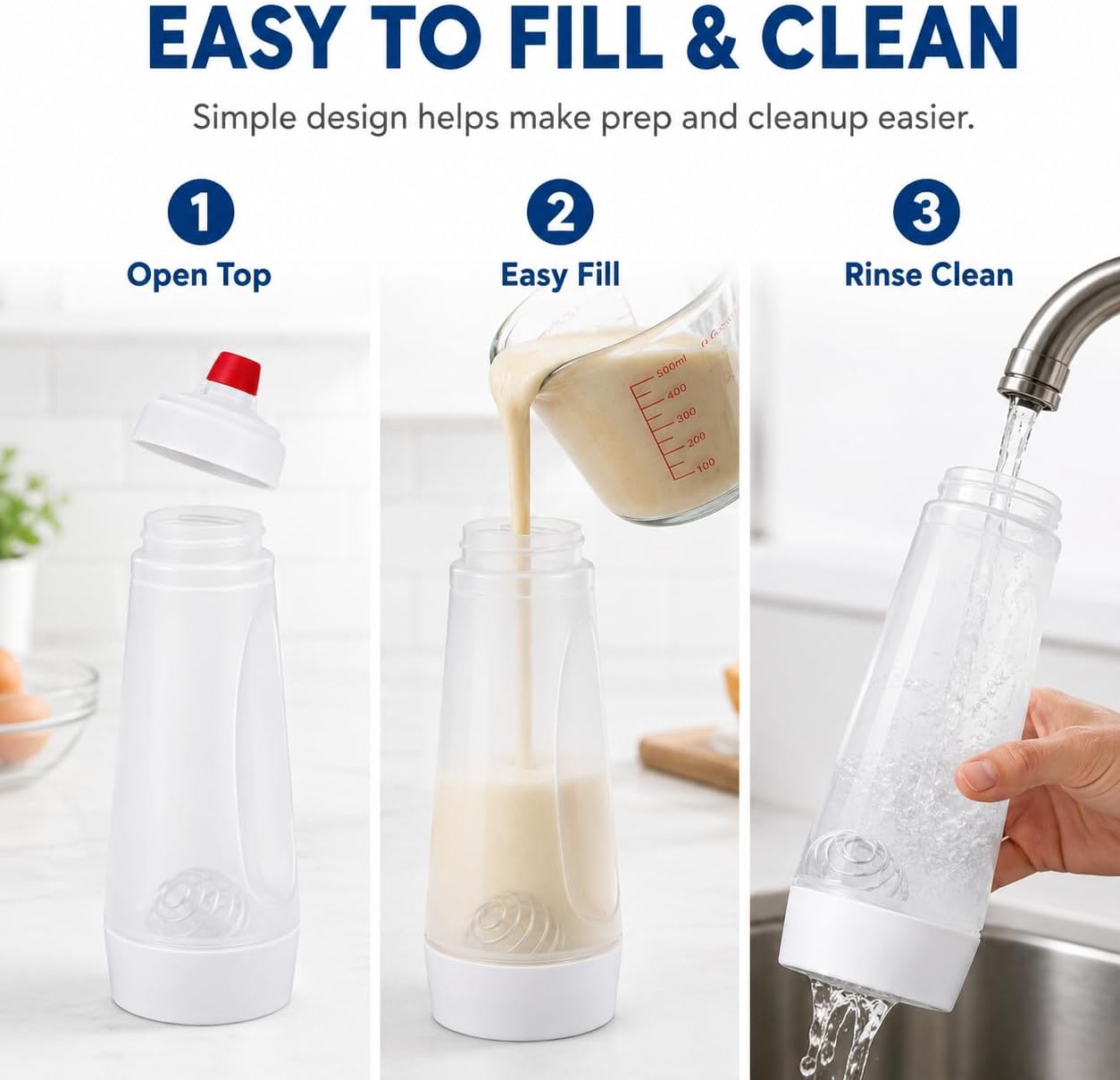 Pancake Batter Dispenser, Silicone Squeeze Pancake Mix Dispenser, Kitchen Pancake Batter Dispenser Bottle, Pancake Batter Mixer for Pancakes, Crepes, Waffle, Muffins, Cupcakes