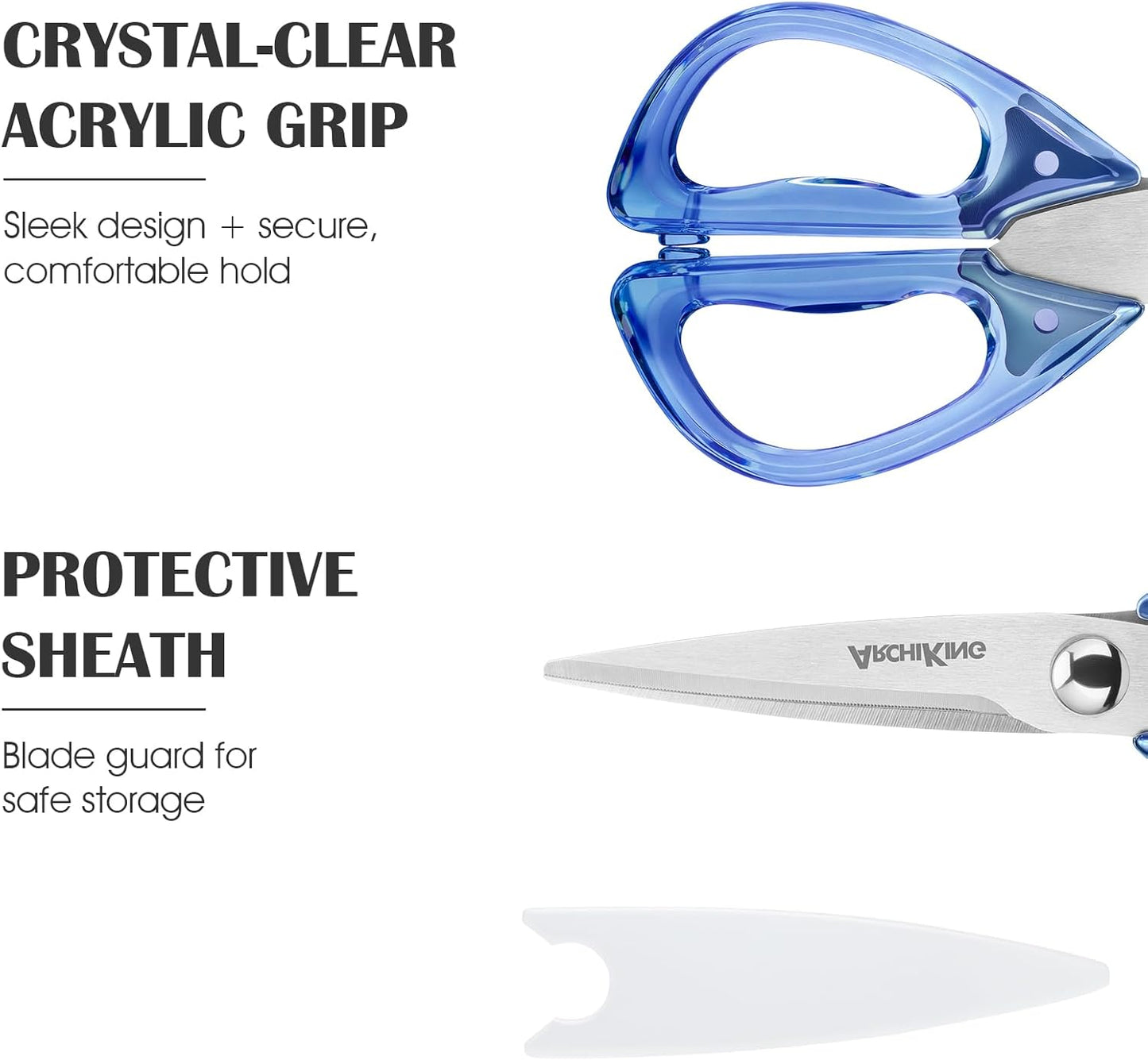 Heavy Duty Kitchen Scissors, Titanium Coated All Purpose Shears - Extra Sharp Detachable Blades for Poultry, Chicken Bones, Meat, Vegetables, Herbs | Micro Serrated & Ergonomic Handle