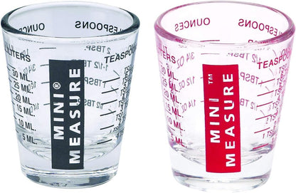 Kolder Mini Measure Heavy Glass, 20-Incremental Measurements Multi-Purpose Liquid and Dry Measuring Shot Glass, White