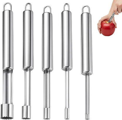 Apple Corer Remover Set, 5-Piece Stainless Steel Fruit Corer Tools with Ergonomic Handles, Pineapple Cutter Slicer and Corers for Kitchen, Baking, Healthy Meal Prep, 20 Cm Length