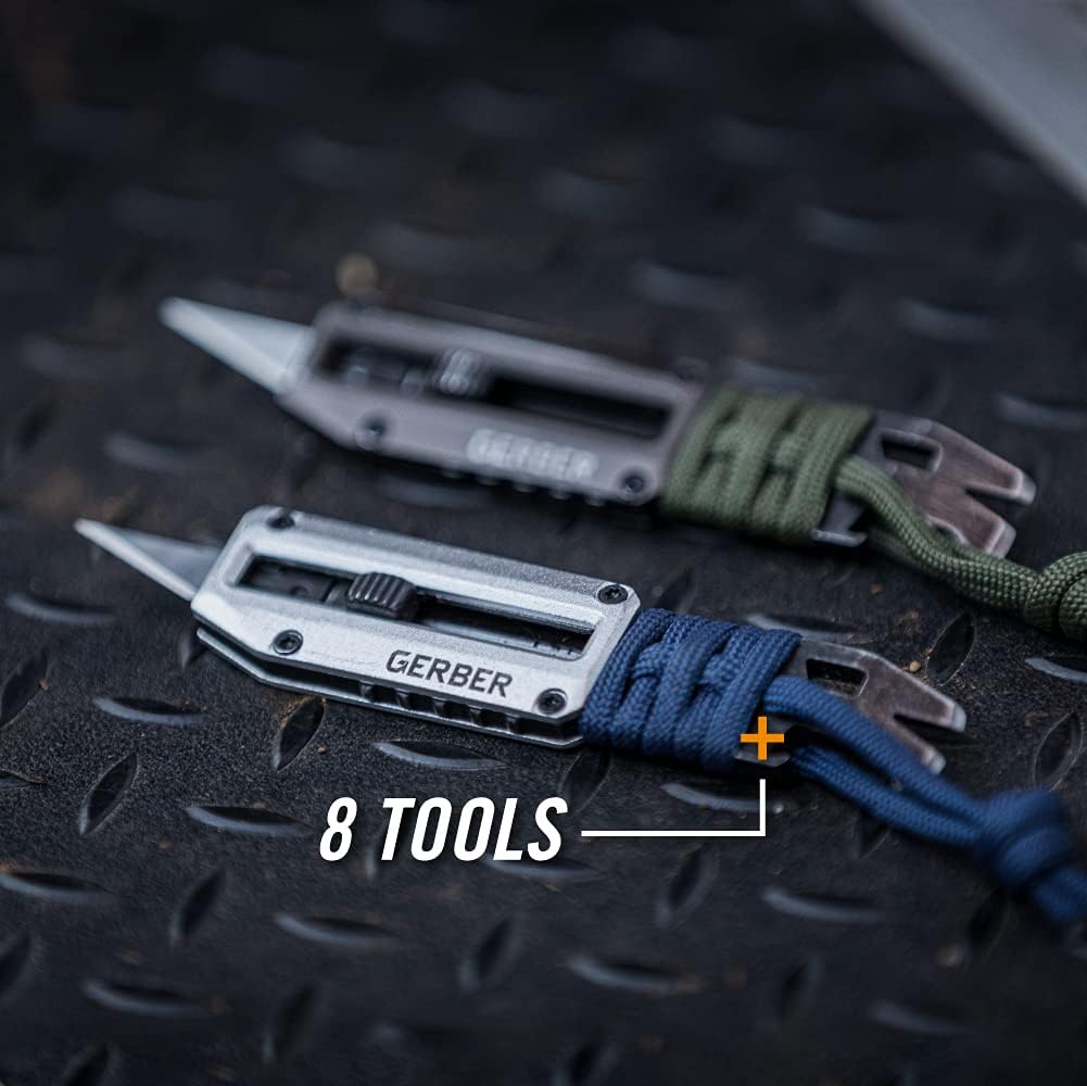 Gerber Gear Prybrid Utility Knife with Pocket Clip, Box Cutter Retractable Blade, Heavy Duty Utility Razor with Pry Bar, Bottle Opener, and Wire Stripper, Multi tool Pocket Knife, Blue with Clip