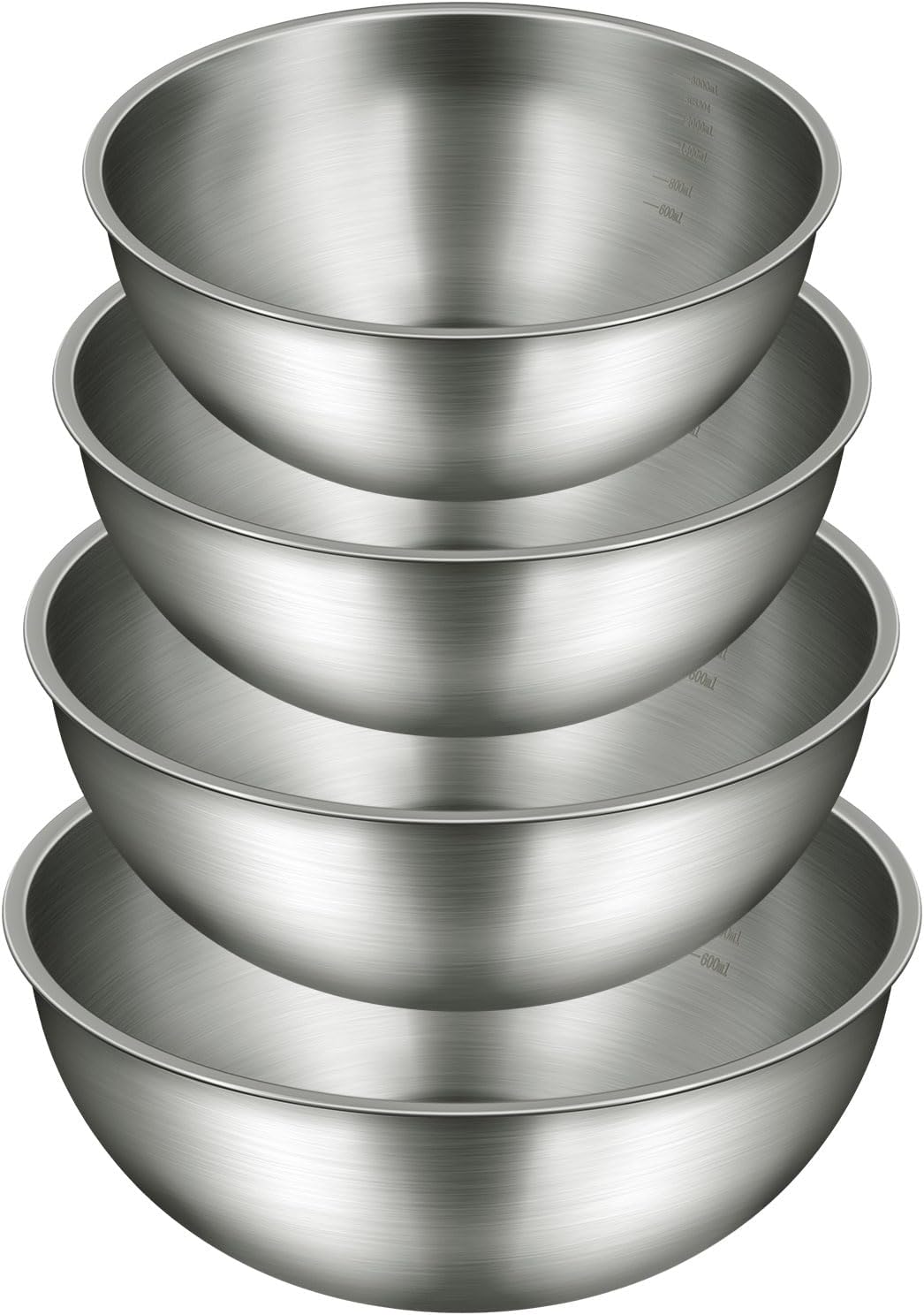 Gronivex Metal Mixing Bowls, 304 Stainless Steel, Set of 3 (1.5, 2.2 & 3.4 Qt) – Thicker-Gauge, Stackable Nesting & Space-Saving – Classic Everyday Bowls for Baking, Salad Prep & Cooking
