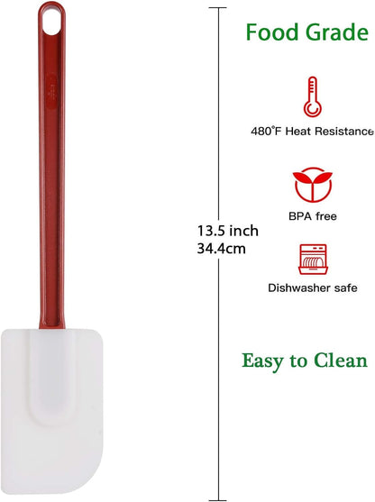 3 PCS Commercial Grade Heat Resistant Silicone Spatulas, 9.5-Inch Rubber Spatulas for Baking, Nonstick & BPA-Free