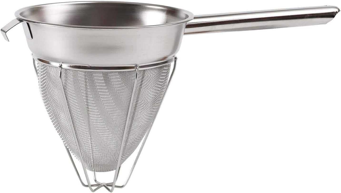 Winco CCB-8R Stainless Steel Reinforced Bouillon Strainer, 8 inch - 1 Each.