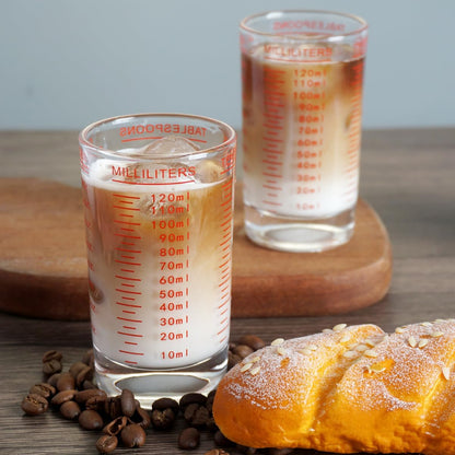 Measuring Cup 4 Ounce/120ML Shot Glass Liquid Heavy High Espresso Glass Cup (Red)