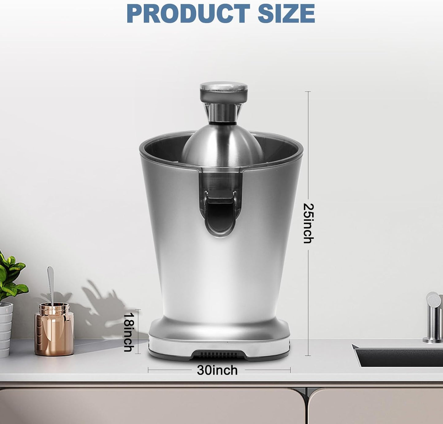 OLIXIS Electric Citrus Juicer, Automatic Orange Juicer Machine & Lemon Squeezer with One-Touch Operation, High Juice Yield and Easy to Clean Juice Maker for Home & Kitchen Use, Silver