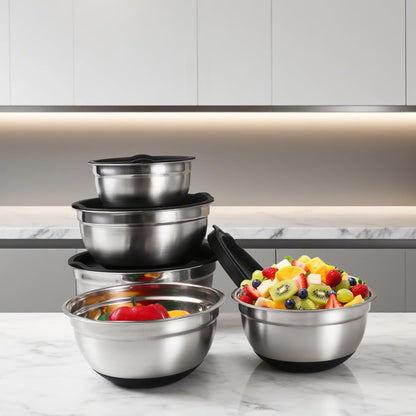 Lazycorner Stainless Steel Mixing Bowls with Airtight Lids Set of 7 Stainless Steel Bowls Set with 3 Grater Attachments Great for Serving & Baking