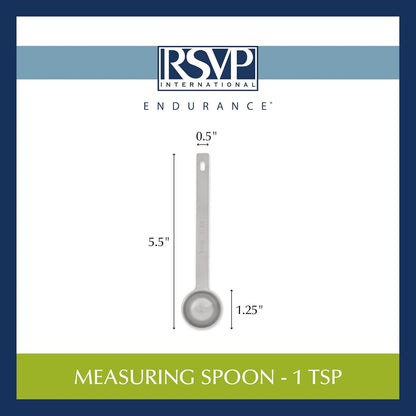 RSVP International Endurance Kitchen Collection Open Stock Measuring Spoon, Stainless Steel, Dishwasher Safe, 0.5-Teaspoon