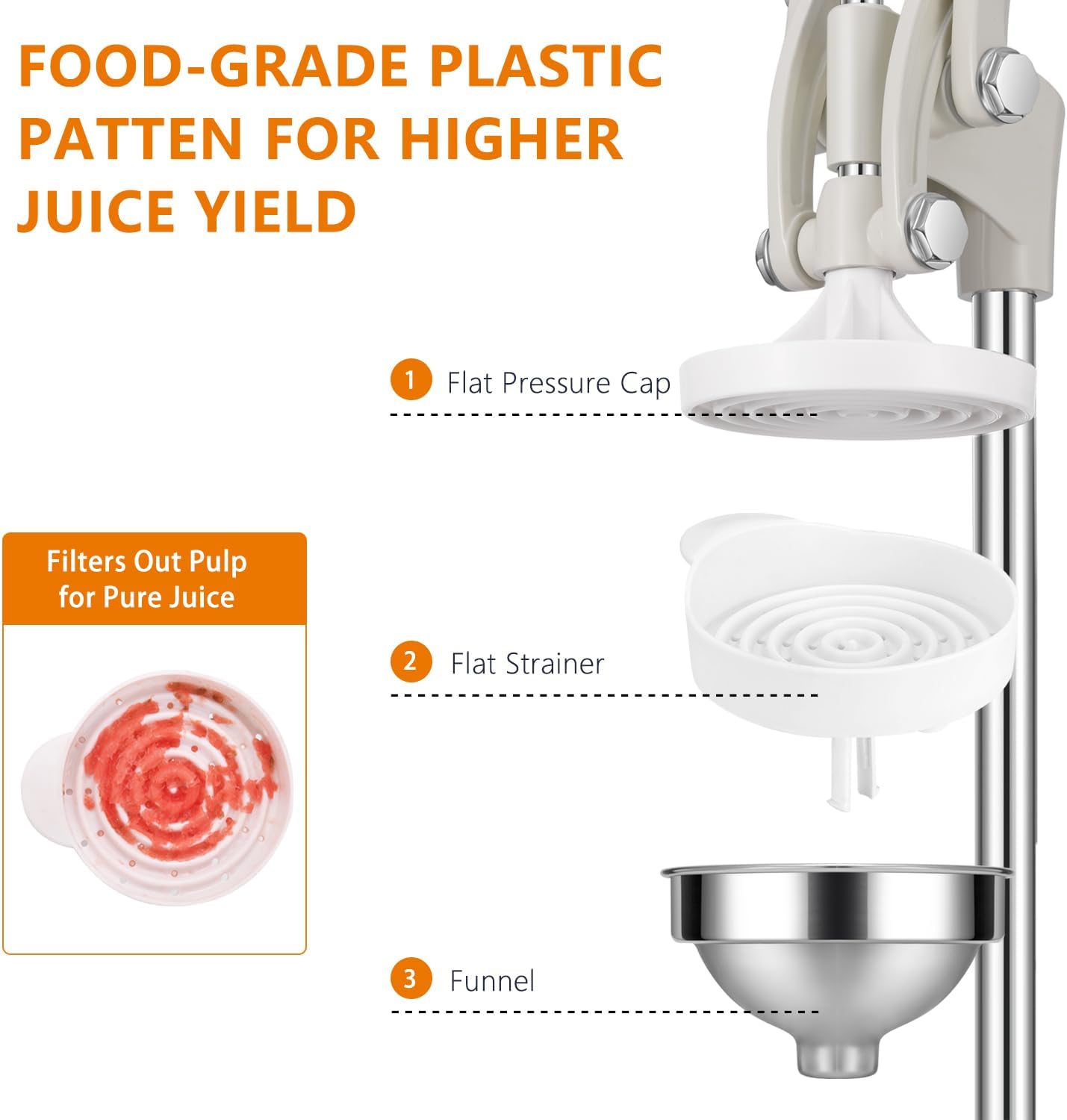 TONGCHANT Manual Juicer, Heavy Duty Cast Iron Juicer | Hand Press Juicer for Orange Lemon Lime Pomegranate & Citrus Fruits, High Leverage for Easy Juicing, Stainless Steel Cup, Easy to Clean, Black