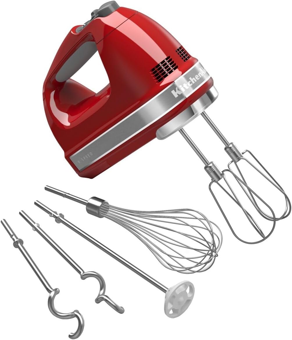 KitchenAid 9-Speed Digital Hand Mixer with Turbo Beater II Accessories and Pro Whisk - Contour Silver