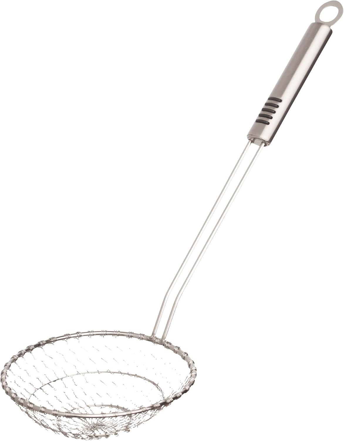 Helen's Asian Kitchen Spider Strainer, 5-Inch Stainless Steel Mesh Basket With Bamboo Handle, For Noodles, Dumplings, Wontons, Deep Frying, And Draining Tasks
