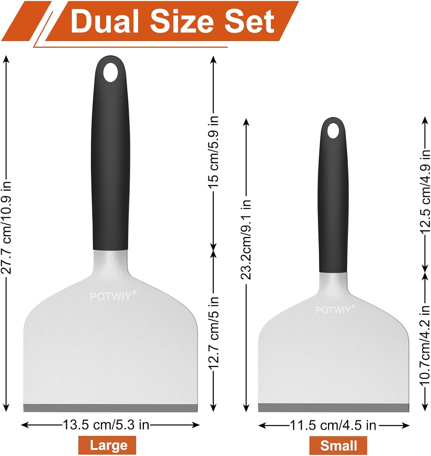 Heavy Duty Griddle Scraper, 5.3" Wide, Sharp Stainless Steel Scraper with Full Tang Silicone Handle, Great BBQ Cleaning Tool for Flat Top Grill & Griddle Cleaning Accessories (1 Pack, Large)