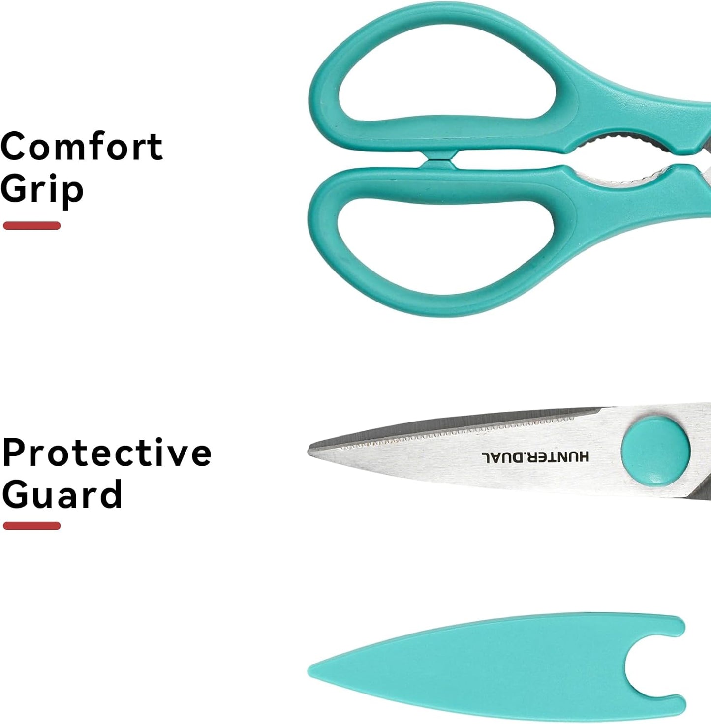 Kitchen Scissors for Food, HUNTER.DUAL Heavy Duty Come Apart Poultry Shears for Cooking, All Purpose for Cutting Chicken, Meat, Fish & Vegetables (Black, 8.26 Inch)