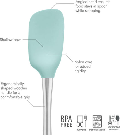 Tovolo Flex Core Silicone Spatula Spoonula Set of 2 for Non Stick Cast Iron Cooking & Baking, Dishwasher Safe Heat Resistant BPA Free Long Stainless Steel Handle Kitchen Utensil, Charcoal Gray