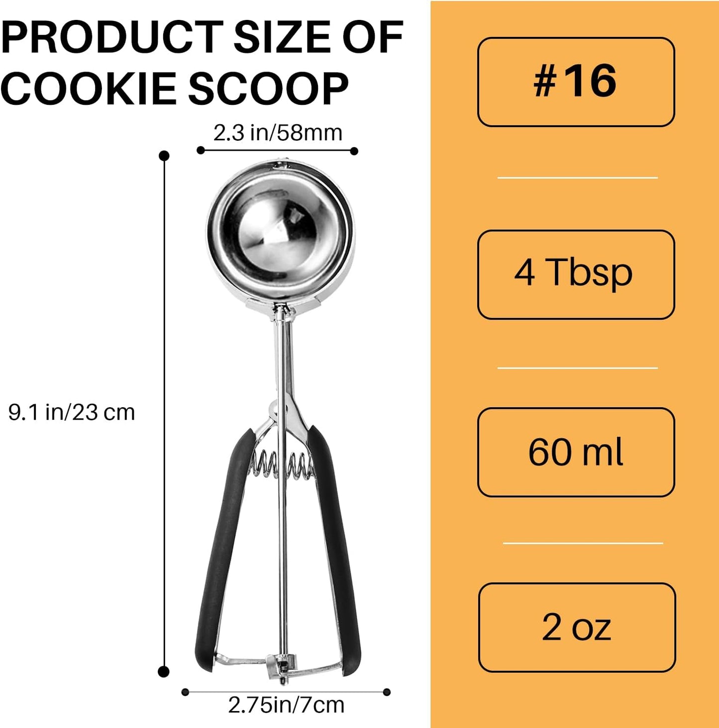 JUNADAEL J Medium Cookie Scoop, 2 Tablespoon Cookie Scoops for Baking, Cookie Dough Scoop, Spring-Loaded, Comfortable Grip, Non-Slip, For Making Cookies Muffin Cupcake Pancake Ice Cream Meatball