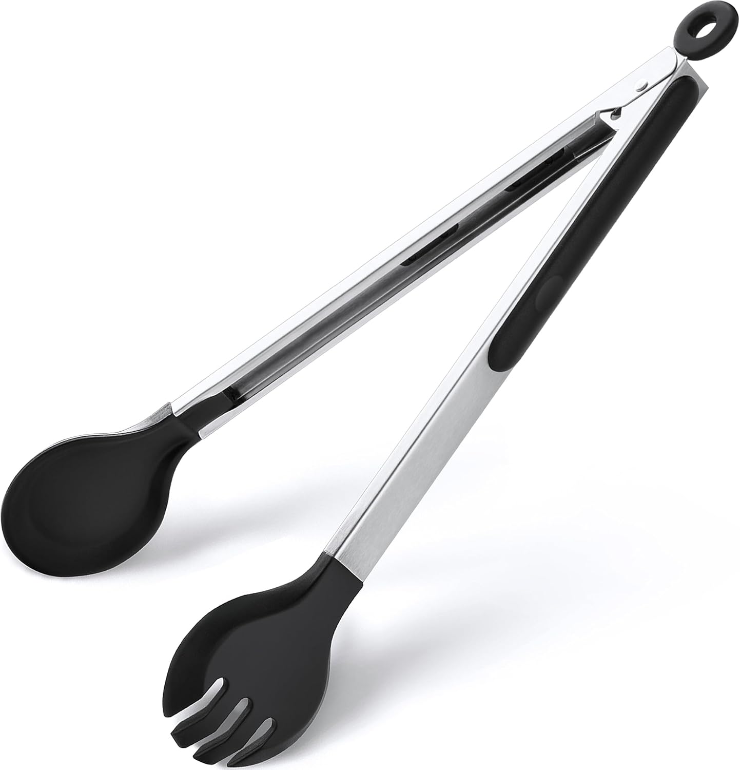 4 PCS Kitchen Tongs with Silicone Tips, 9 & 12-Inch Heat Resistant Silicone Tongs for Cooking Stainless Steel Spaghetti Tong Pasta Tong for Serving Food, Spaghetti, Pasta, BBQ, Salad (4PCS)