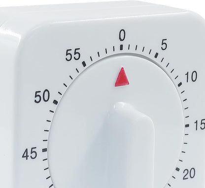60 Minute Mechanical Kitchen Timer - Loud Alarm Visual Countdown Timer for Cooking, Baking, Homework, and Exercise - No Batteries Required(White)