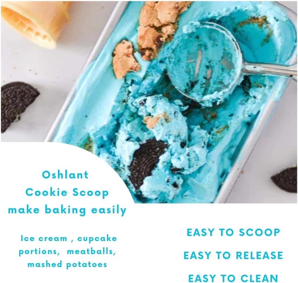 Ice Cream Scoop, 18/8 Stainless Steel Cookie Scoop, Cookie Scoops for Baking, 2 Tbsp/ 30 ml/ 1 oz Cookie Dough Scoop, Ice Cream Scooper with Trigger Release, Cookie Scooper for Baking