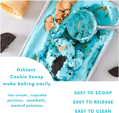 Ice Cream Scoop, 18/8 Stainless Steel Cookie Scoop, Cookie Scoops for Baking, 2 Tbsp/ 30 ml/ 1 oz Cookie Dough Scoop, Ice Cream Scooper with Trigger Release, Cookie Scooper for Baking