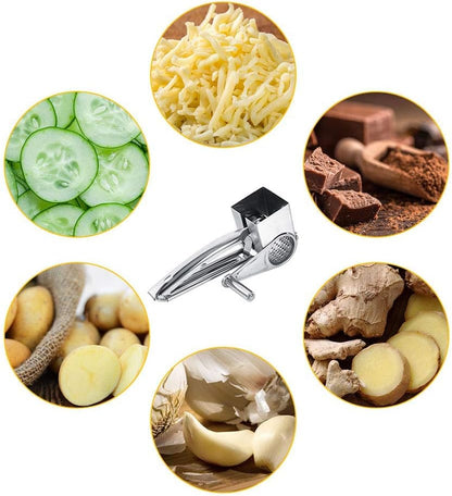 Cheese Grater,Multifunctional Kitchen Craft Rotary Stainless Steel Cheese Grater 1 Drums Shred Tool