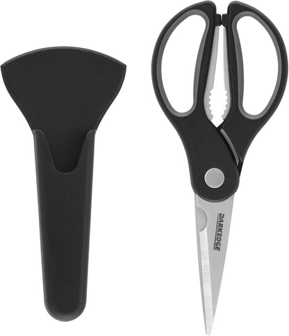 Kitchen Scissors with Magnetic Holder Heavy Duty Magnetic Scissors for Fridge, Kitchen Shears Magnet Sheath Set for Food Meat Pizza Herb Vegetables, White