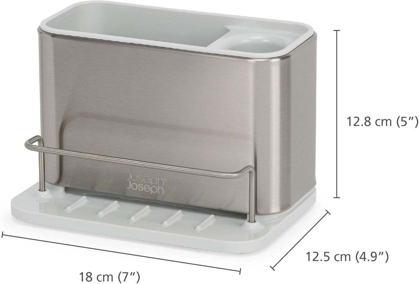 Joseph Joseph Surface Stainless Steel Caddy Sink Area Organizer and Sponge Holder, Gray