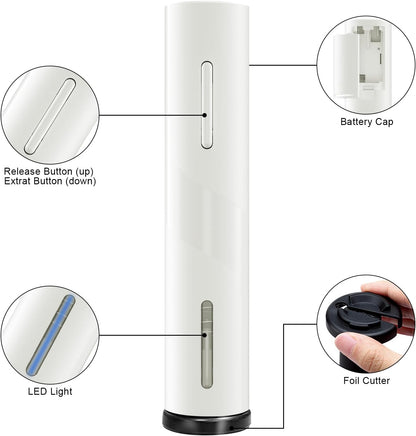 COKUNST Electric Wine Opener, Battery Operated Wine Bottle Openers with Foil Cutter, One-click Button Corkscrew Remover for Home Kitchen Party Wedding