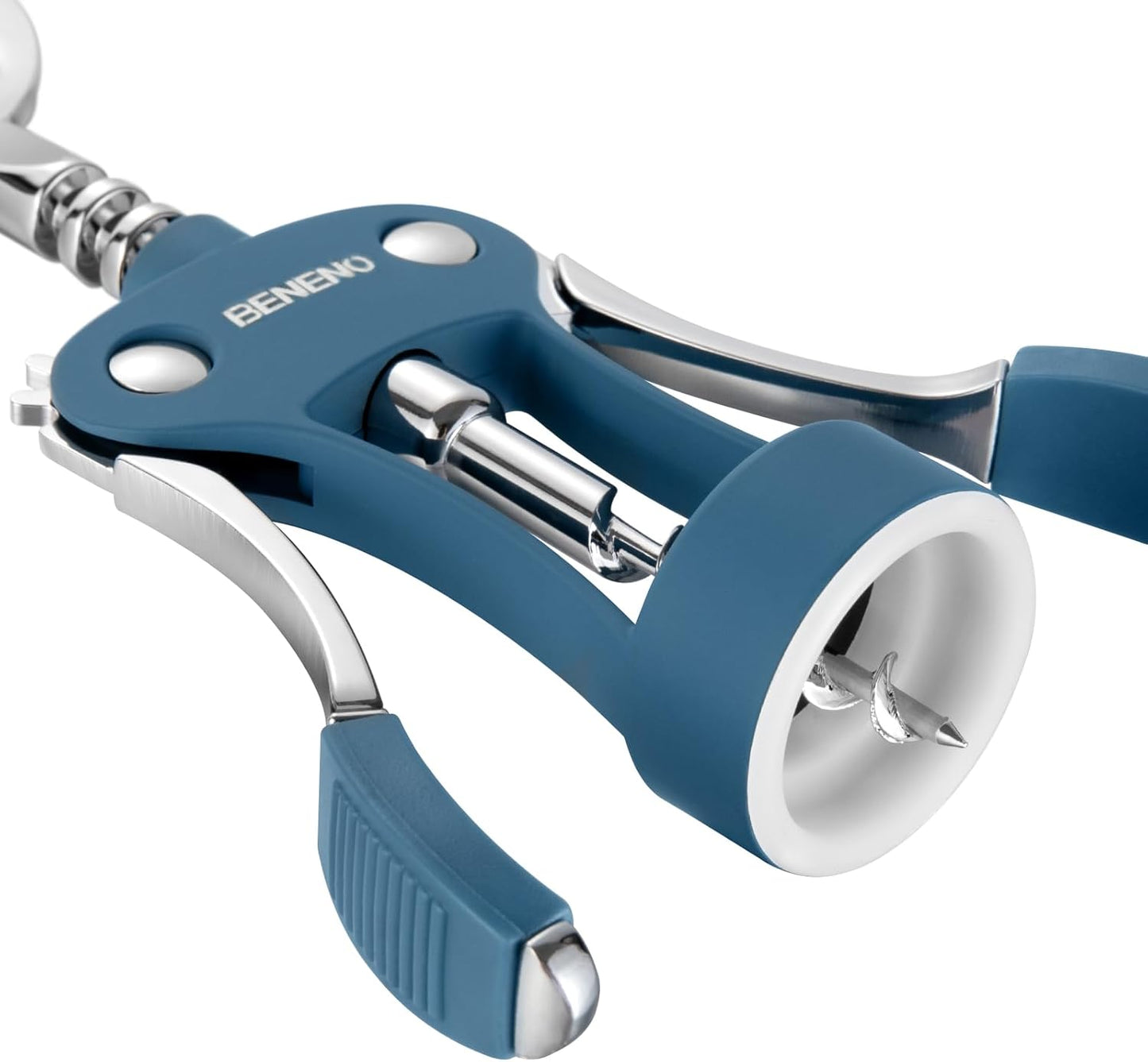 Beneno Wine Opener, Zinc Alloy Premium Wing Corkscrew with Multifunctional Bottles Opener, Sharp Wine Corkscrew with Ergonomic Non-Slip Wing Handle, Silver