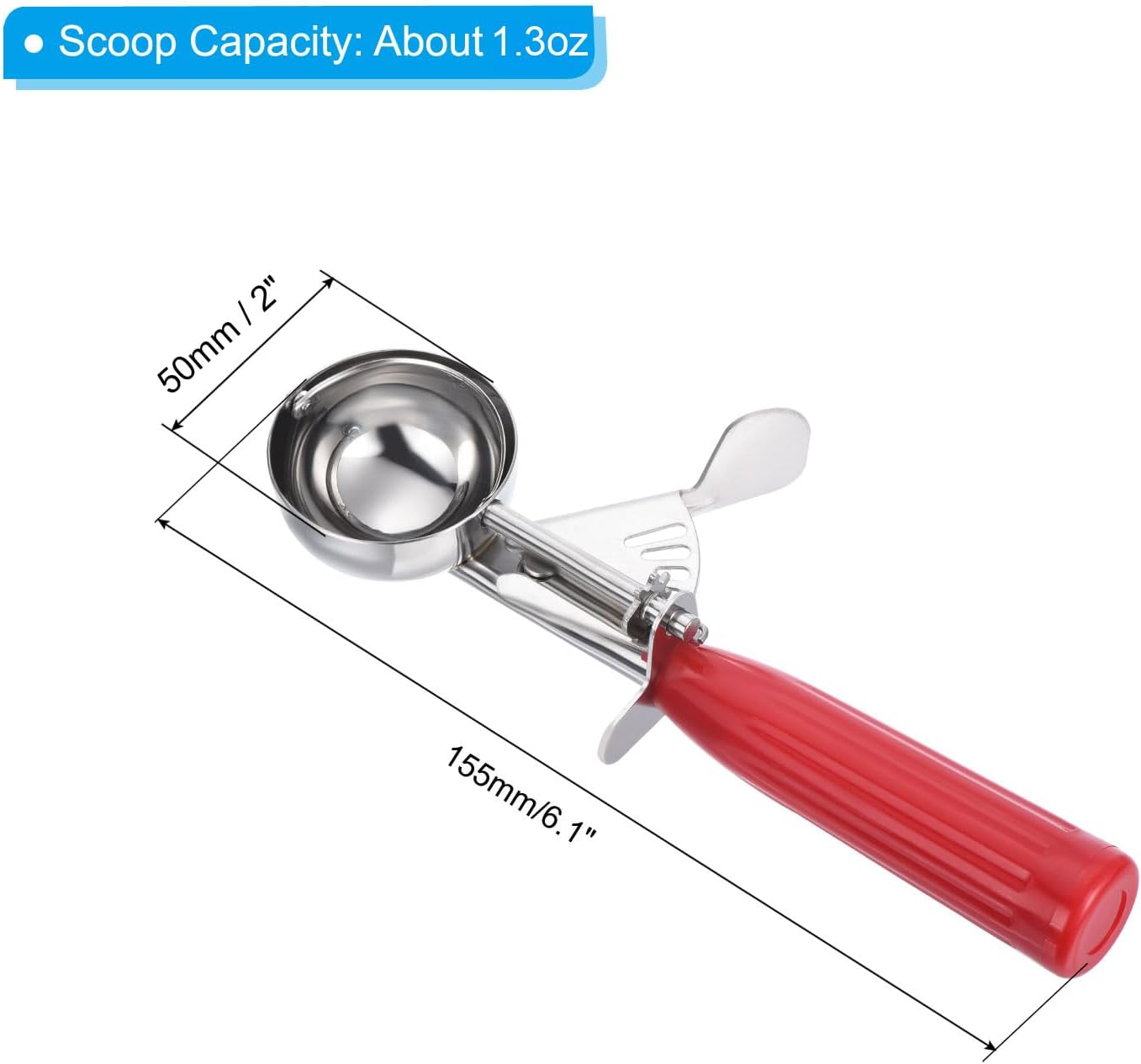 PATIKIL 3/4 Ounce Ice Cream Scoop with Trigger, Stainless Steel Portion Cookie Scoop with Thumb Trigger for Cookie Dough Cupcake Batter Baking, Purple 22ML