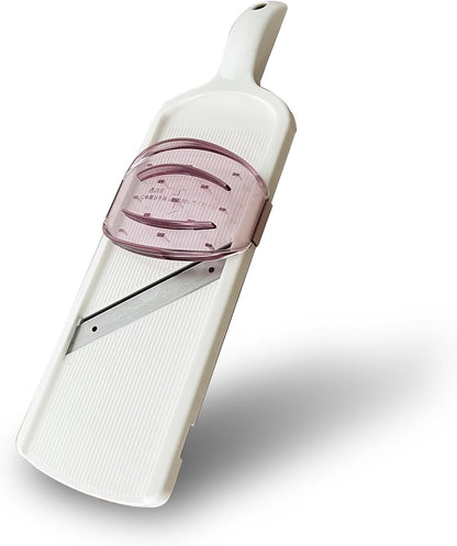 Mandoline Wide Cabbage Slicer 4.7 inches Pink, Julienne Thickness: 0.04 inch (1 mm), with Safety Holder, Made in Tsubame Japan (Pink)