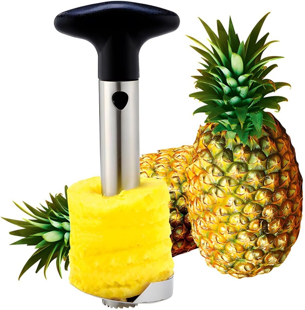 Pineapple Corer & Slicer-Stainless Steel Cutting Tool Pineapple Cutter and Core Remover-Sharp Blades & 3 in 1 Multi Functions