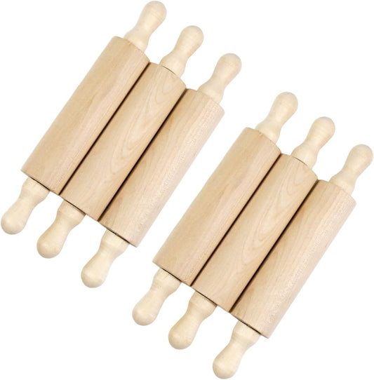 6 pcs 7 Inch Vintage Wooden Rolling Pin, Perfect for Kitchen Decoration, Tiered Tray Decor and Arts Crafts