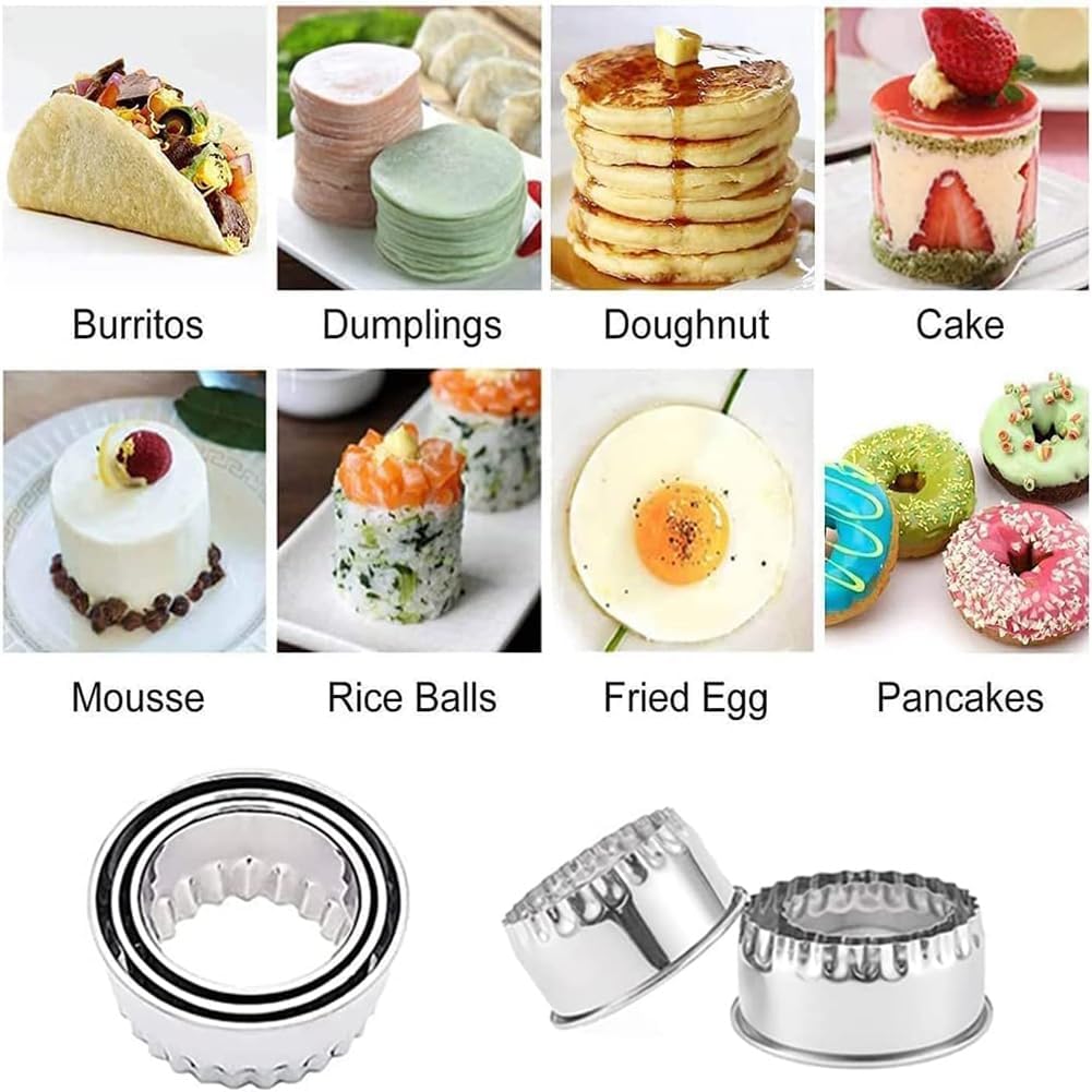Biscuit Cutters Set, Round Cookie Cutters, Stainless Steel Dumpling Cutters,Cake Pastry Cutters,Scone Cutters Molds for Cooking Baking (3Pcs, Plain Edge)