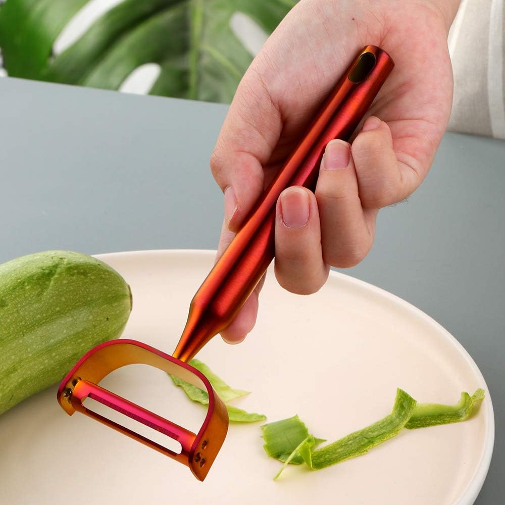Stainless Steel Vegetable Peeler Gold 2 Pieces, with Potato Eye Remover & Swiveling Twin Blades, Y Shaped Titan Potato Peeler for Fruit & Veggie, Dishwasher Safe