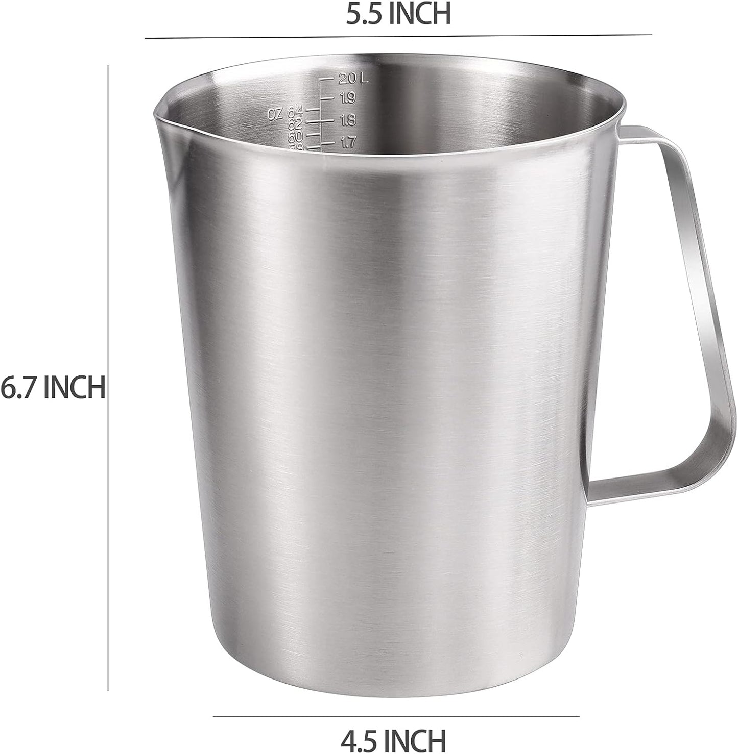 KSENDALO SUS304 Stainless Steel Measuring Cup Pitcher, 16oz/2Cup/500mL Metal Measuring Cup with Precision Engraved Markings for Kitchen Baking, Frothing, Liquid, Coffee, Milk