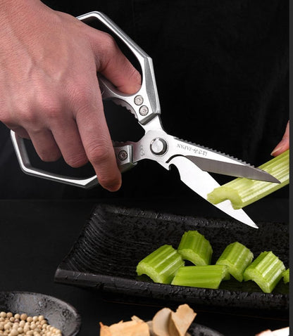 Kitchen Scissor, Heavy Duty Stainless Steel Kitchen Shears Scissor for Food, Sharp Cooking Scissors for Meat Chicken Fish Nut Vegetable Herb, Bottle Opener (Sliver)