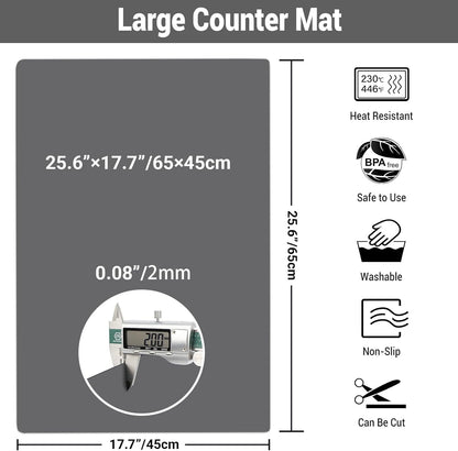 Ewen 35.6x23.5in 2mm Silicone Mats for Kitchen Counter, Thick Heat Resistant Silicone Mat, Extra Large Non-Stick Pastry Mat Glass Top Stove Cover Countertop Protector for Baking Coffee Bar Translucent