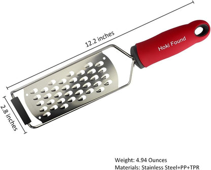 Hoki Found Stainless Steel Coarse Cheese Shredder - Zester, Vegetable & Fruit Grater - Black