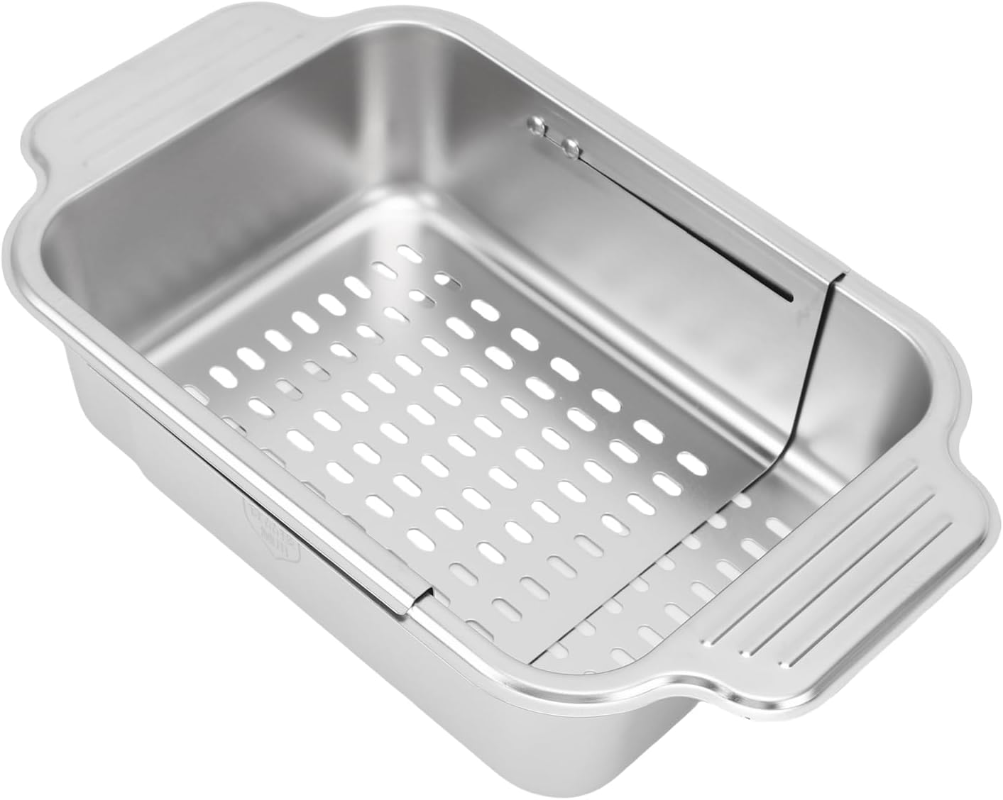 AYNEFY Extendable Over The Sink Basket Expandable Stainless Steel Colander 304 Food Grade Strainer for Washing Vegetables Fruits Pasta Dishes with Rubber Grip Handles (S)